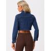 imageAllegra K Denim Jacket for Womens 2025 Casual Collared Long Sleeve Crop Jean JacketsDark Blue