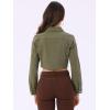 imageAllegra K Denim Jacket for Womens 2025 Casual Collared Long Sleeve Crop Jean JacketsDark Green