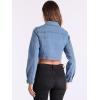 imageAllegra K Denim Jacket for Womens 2025 Casual Collared Long Sleeve Crop Jean JacketsLight Blue