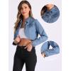 imageAllegra K Denim Jacket for Womens 2025 Casual Collared Long Sleeve Crop Jean JacketsLight Blue