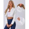 imageAllegra K Denim Jacket for Womens 2025 Casual Collared Long Sleeve Crop Jean JacketsWhite