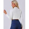 imageAllegra K Denim Jacket for Womens 2025 Casual Collared Long Sleeve Crop Jean JacketsWhite