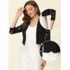 imageAllegra K Lace Shrug for Women 34 Sleeve Open Front Work Office Cropped Sheer Cardigan Formal Bolero JacketsBlack