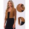 imageAllegra K Lace Shrug for Women 34 Sleeve Open Front Work Office Cropped Sheer Cardigan Formal Bolero JacketsBrown