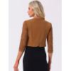 imageAllegra K Lace Shrug for Women 34 Sleeve Open Front Work Office Cropped Sheer Cardigan Formal Bolero JacketsBrown