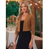 imageAllegra K Lace Shrug for Women 34 Sleeve Open Front Work Office Cropped Sheer Cardigan Formal Bolero JacketsBrown