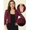 imageAllegra K Lace Shrug for Women 34 Sleeve Open Front Work Office Cropped Sheer Cardigan Formal Bolero JacketsBurgundy