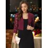 imageAllegra K Lace Shrug for Women 34 Sleeve Open Front Work Office Cropped Sheer Cardigan Formal Bolero JacketsBurgundy