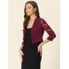 imageAllegra K Lace Shrug for Women 34 Sleeve Open Front Work Office Cropped Sheer Cardigan Formal Bolero JacketsBurgundy