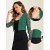 imageAllegra K Lace Shrug for Women 34 Sleeve Open Front Work Office Cropped Sheer Cardigan Formal Bolero JacketsDark Green