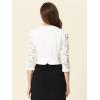 imageAllegra K Lace Shrug for Women 34 Sleeve Open Front Work Office Cropped Sheer Cardigan Formal Bolero JacketsWhite