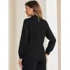 imageAllegra K Long Sleeve Work Tops for Womens Mock Neck Business Casual Blouses ShirtsBlack