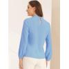 imageAllegra K Long Sleeve Work Tops for Womens Mock Neck Business Casual Blouses ShirtsBlue