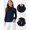 imageAllegra K Long Sleeve Work Tops for Womens Mock Neck Business Casual Blouses ShirtsDark Blue