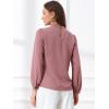 imageAllegra K Long Sleeve Work Tops for Womens Mock Neck Business Casual Blouses ShirtsGray Pink