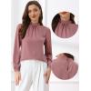 imageAllegra K Long Sleeve Work Tops for Womens Mock Neck Business Casual Blouses ShirtsGray Pink