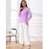 imageAllegra K Long Sleeve Work Tops for Womens Mock Neck Business Casual Blouses ShirtsPurple