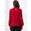 imageAllegra K Long Sleeve Work Tops for Womens Mock Neck Business Casual Blouses ShirtsRed
