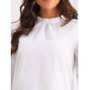 imageAllegra K Long Sleeve Work Tops for Womens Mock Neck Business Casual Blouses ShirtsWhite