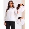 imageAllegra K Long Sleeve Work Tops for Womens Mock Neck Business Casual Blouses ShirtsWhite