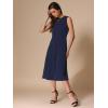 imageAllegra K Notch V Neck Dresses for Womens Elegant Work Office ALine Dress with PocketsDark Blue