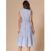 imageAllegra K Striped Shirt Dresses for Womens Sleeveless Work V Neck Ruffleed Midi DressBlue