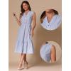imageAllegra K Striped Shirt Dresses for Womens Sleeveless Work V Neck Ruffleed Midi DressBlue