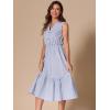imageAllegra K Striped Shirt Dresses for Womens Sleeveless Work V Neck Ruffleed Midi DressBlue