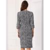 imageAllegra K Tweed Dress for Womens Fall Elegant Boat Neck 34 Sleeve 2025 Work DressBlack