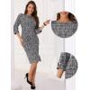 imageAllegra K Tweed Dress for Womens Fall Elegant Boat Neck 34 Sleeve 2025 Work DressBlack