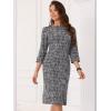 imageAllegra K Tweed Dress for Womens Fall Elegant Boat Neck 34 Sleeve 2025 Work DressBlack