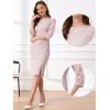 imageAllegra K Tweed Dress for Womens Fall Elegant Boat Neck 34 Sleeve 2025 Work DressPink