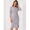 imageAllegra K Tweed Dress for Womens Fall Elegant Boat Neck 34 Sleeve 2025 Work DressWhite Purple
