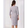 imageAllegra K Tweed Dress for Womens Fall Elegant Boat Neck 34 Sleeve 2025 Work DressWhite Purple