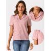 imageAllegra K V Neck Tops for Womens Elegant Casual Cherry Print Notch Lapel Summer Short Sleeve BlousePink
