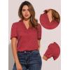 imageAllegra K V Neck Tops for Womens Elegant Casual Cherry Print Notch Lapel Summer Short Sleeve BlouseRed