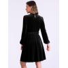 imageAllegra K Velvet Dresses for Womens Smocked Waistline Long Sleeve Wedding Guest DressBlack