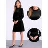 imageAllegra K Velvet Dresses for Womens Smocked Waistline Long Sleeve Wedding Guest DressBlack