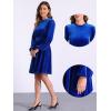 imageAllegra K Velvet Dresses for Womens Smocked Waistline Long Sleeve Wedding Guest DressBlue