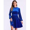 imageAllegra K Velvet Dresses for Womens Smocked Waistline Long Sleeve Wedding Guest DressBlue