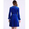 imageAllegra K Velvet Dresses for Womens Smocked Waistline Long Sleeve Wedding Guest DressBlue