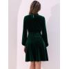 imageAllegra K Velvet Dresses for Womens Smocked Waistline Long Sleeve Wedding Guest DressGreen