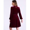imageAllegra K Velvet Dresses for Womens Smocked Waistline Long Sleeve Wedding Guest DressRed