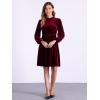 imageAllegra K Velvet Dresses for Womens Smocked Waistline Long Sleeve Wedding Guest DressRed