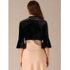 imageAllegra K Velvet Shrug Top for Womens 34 Sleeve Open Front Ruffled Cocktail Party Cropped CardiganBlack
