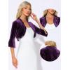 imageAllegra K Velvet Shrug Top for Womens 34 Sleeve Open Front Ruffled Cocktail Party Cropped CardiganDeep Purple