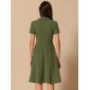 imageAllegra K Vintage Work Dresses for Womens 1950s Flat Collar Short Sleeve Fit and Flare DressArmy Green