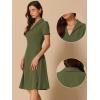 imageAllegra K Vintage Work Dresses for Womens 1950s Flat Collar Short Sleeve Fit and Flare DressArmy Green