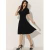 imageAllegra K Vintage Work Dresses for Womens 1950s Flat Collar Short Sleeve Fit and Flare DressBlack
