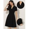 imageAllegra K Vintage Work Dresses for Womens 1950s Flat Collar Short Sleeve Fit and Flare DressBlack